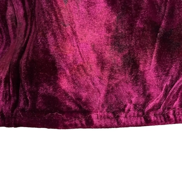 Whimsigoth Boho Velvet Burgundy & Purple Tie-Dyed Look Peasant Top Size Medium - Picture 10 of 12